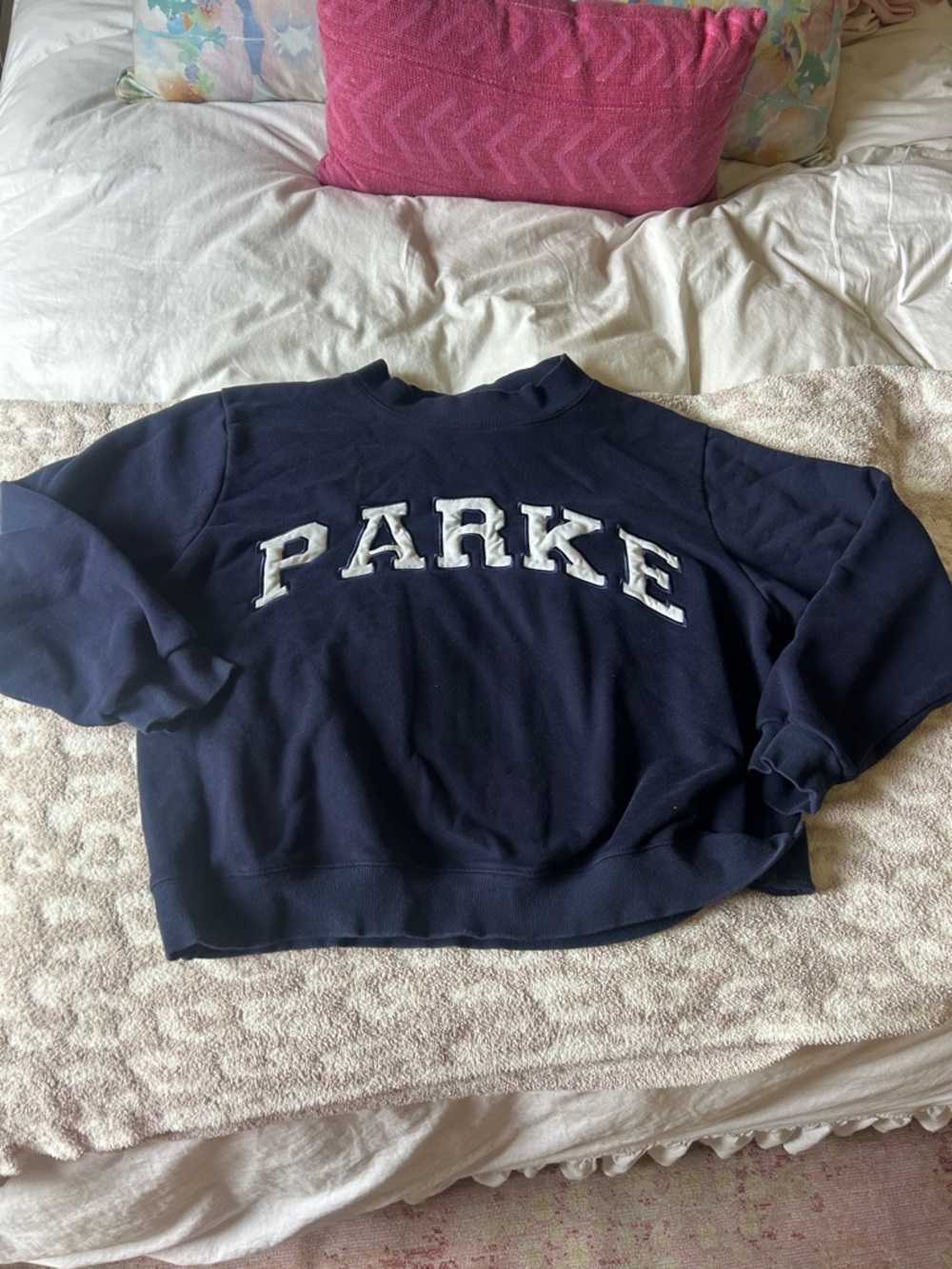 NAVY 'PARKE' Applique mockneck Sweatshirt